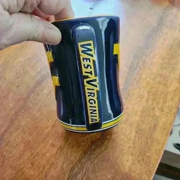 Boelter Brands West Virginia collegiate mug. Navy Blue & yellow - Picture 2 of 6